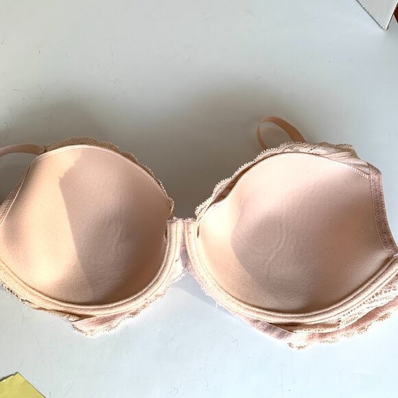 BRA NATORI Sz 34 DDD  Beige LACE Trim and Back Underwire Back Closure - Picture 4 of 6